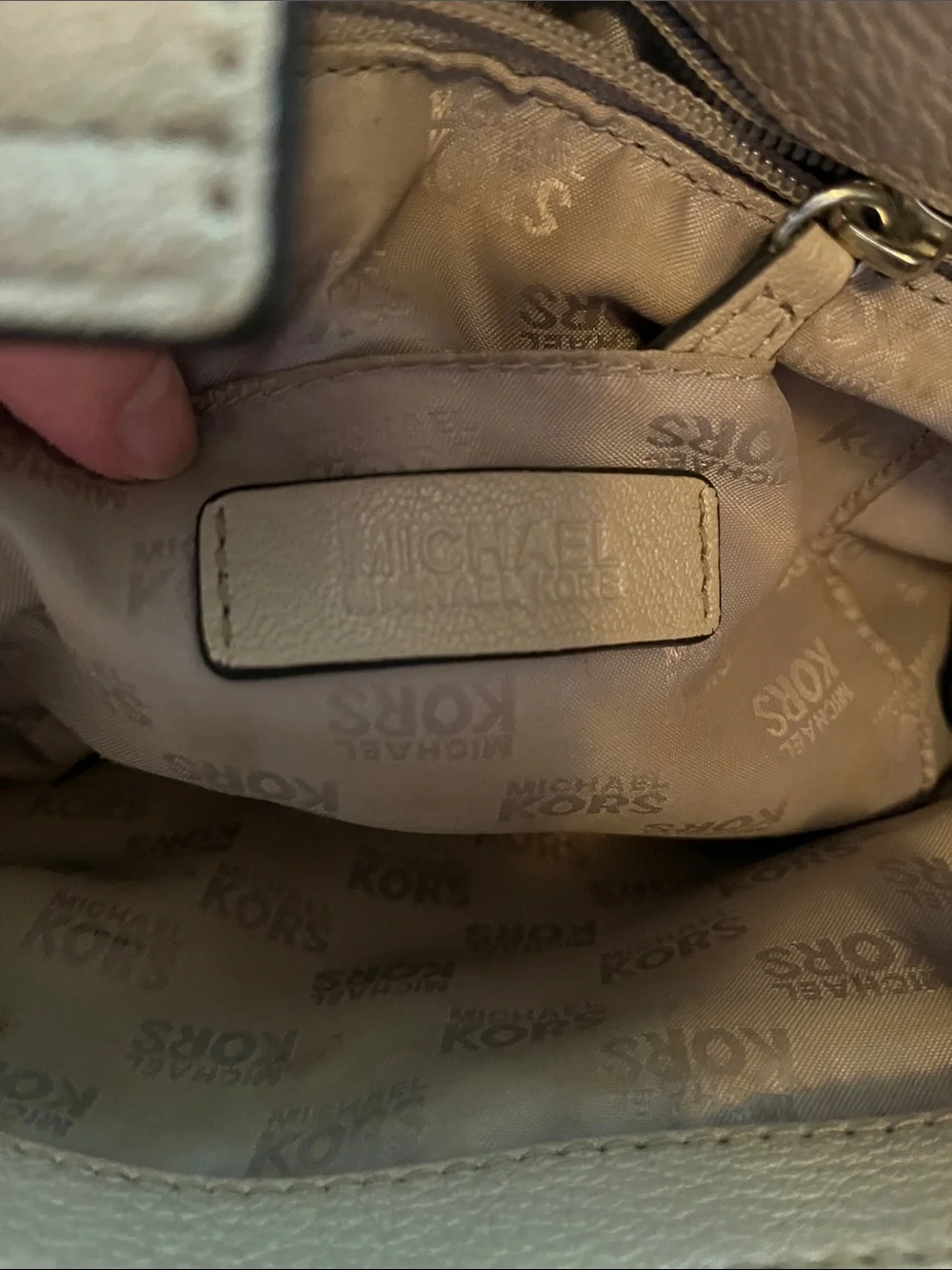 Final price! Michael Kors beige Leather Satchel with Whipstitch Trim